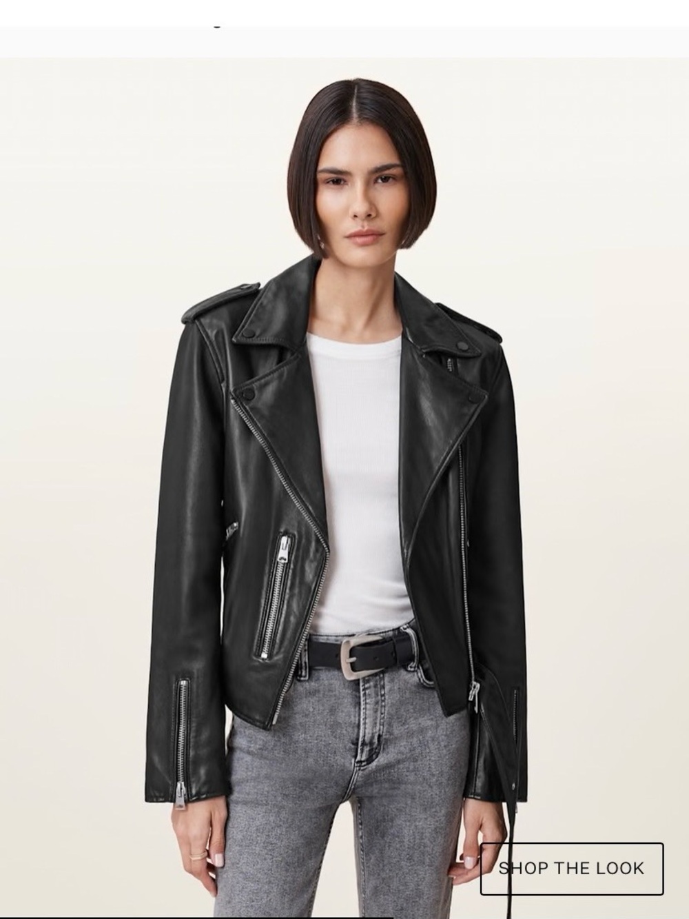 AllSaints Balfern Black Leather Moto Jacket